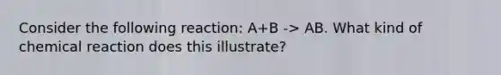 Consider the following reaction: A+B -> AB. What kind of chemical reaction does this illustrate?