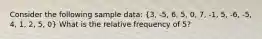 Consider the following sample data: (3, -5, 6, 5, 0, 7, -1, 5, -6, -5, 4, 1, 2, 5, 0) What is the relative frequency of 5?