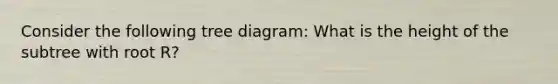 Consider the following tree diagram: What is the height of the subtree with root R?