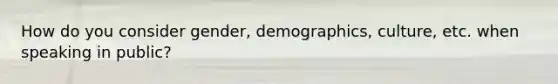 How do you consider gender, demographics, culture, etc. when speaking in public?