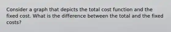 Consider a graph that depicts the total cost function and the fixed cost. What is the difference between the total and the fixed costs?