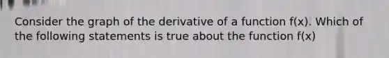 Consider the graph of the derivative of a function f(x). Which of the following statements is true about the function f(x)