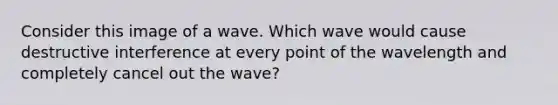 Consider this image of a wave. Which wave would cause destructive interference at every point of the wavelength and completely cancel out the wave?