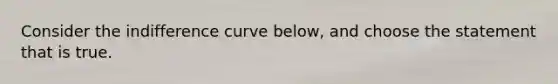 Consider the indifference curve below, and choose the statement that is true.