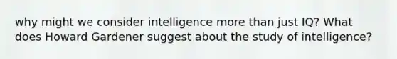 why might we consider intelligence more than just IQ? What does Howard Gardener suggest about the study of intelligence?