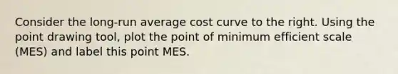 Consider the​ long-run average cost curve to the right. Using the point drawing​ tool, plot the point of minimum efficient scale​ (MES) and label this point MES.