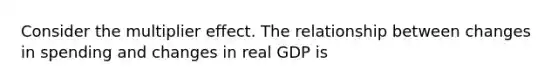 Consider the multiplier effect. The relationship between changes in spending and changes in real GDP is