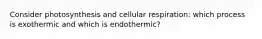 Consider photosynthesis and cellular respiration: which process is exothermic and which is endothermic?