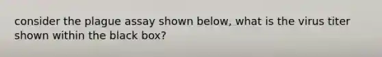 consider the plague assay shown below, what is the virus titer shown within the black box?