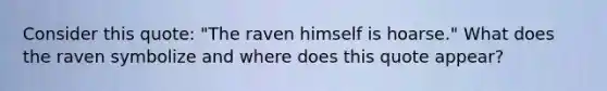 Consider this quote: "The raven himself is hoarse." What does the raven symbolize and where does this quote appear?