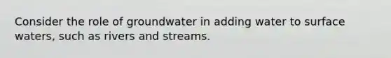 Consider the role of groundwater in adding water to surface waters, such as rivers and streams.