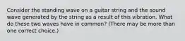 Consider the standing wave on a guitar string and the sound wave generated by the string as a result of this vibration. What do these two waves have in common? (There may be more than one correct choice.)