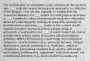 The consideration of anticipated events emphasizes the person's own, ____ and often seems intimate and personal in its reflection of the person's inner life also depends on insights into the interaction between the ____ events The most popular technique is ____, a method in which people provide subjective information about their own thoughts, feelings, or behaviors, typically via questionnaire or interview. ____ based on the content of self-reports have been devised to assess a whole range of personality characteristics the _____ is a well-researched, clinical questionnaire used to assess personality and psychological problems. MMPI-2-RF measures a wide range of psychological constructs: clinical problems (e.g., antisocial behavior, thought dysfunction), somatic problems (e.g., head pain, cognitive complaints), internalizing problems (e.g., anxiety, self-doubt), externalizing problems (e.g., aggression, substance abuse), and interpersonal problems (e.g., family problems, avoidance).