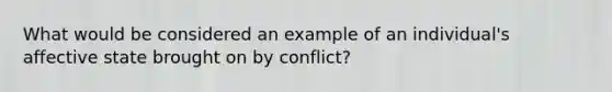 What would be considered an example of an individual's affective state brought on by conflict?