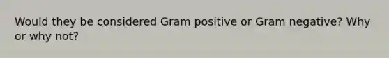 Would they be considered Gram positive or Gram negative? Why or why not?