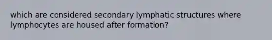 which are considered secondary lymphatic structures where lymphocytes are housed after formation?