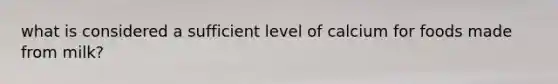 what is considered a sufficient level of calcium for foods made from milk?