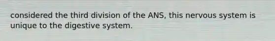 considered the third division of the ANS, this nervous system is unique to the digestive system.