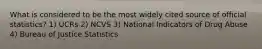 What is considered to be the most widely cited source of official statistics? 1) UCRs 2) NCVS 3) National Indicators of Drug Abuse 4) Bureau of Justice Statistics