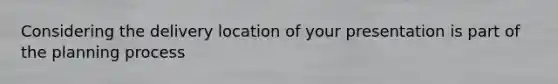 Considering the delivery location of your presentation is part of the planning process