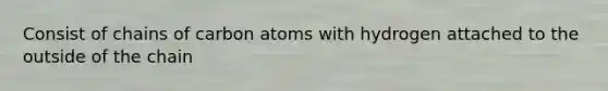 Consist of chains of carbon atoms with hydrogen attached to the outside of the chain