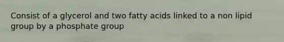 Consist of a glycerol and two fatty acids linked to a non lipid group by a phosphate group