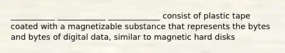 ___________ ____________ _____________ consist of plastic tape coated with a magnetizable substance that represents the bytes and bytes of digital data, similar to magnetic hard disks