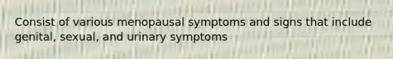 Consist of various menopausal symptoms and signs that include genital, sexual, and urinary symptoms