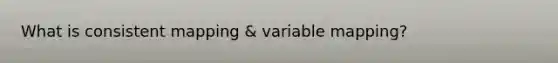 What is consistent mapping & variable mapping?