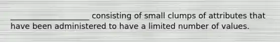 ____________________ consisting of small clumps of attributes that have been administered to have a limited number of values.