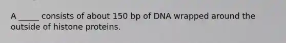 A _____ consists of about 150 bp of DNA wrapped around the outside of histone proteins.