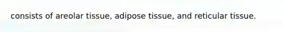 consists of areolar tissue, adipose tissue, and reticular tissue.