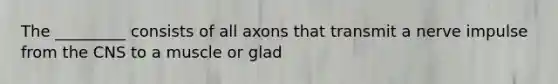 The _________ consists of all axons that transmit a nerve impulse from the CNS to a muscle or glad