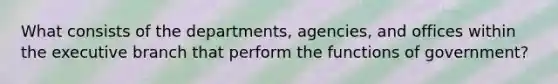 What consists of the departments, agencies, and offices within the executive branch that perform the functions of government?