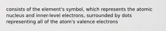 consists of the element's symbol, which represents the atomic nucleus and inner-level electrons, surrounded by dots representing all of the atom's valence electrons