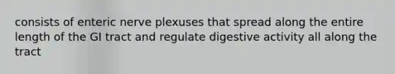 consists of enteric nerve plexuses that spread along the entire length of the GI tract and regulate digestive activity all along the tract