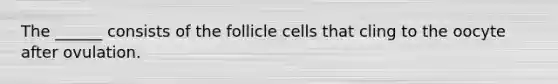 The ______ consists of the follicle cells that cling to the oocyte after ovulation.