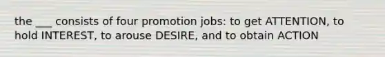 the ___ consists of four promotion jobs: to get ATTENTION, to hold INTEREST, to arouse DESIRE, and to obtain ACTION