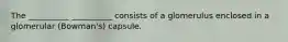 The __________ __________ consists of a glomerulus enclosed in a glomerular (Bowman's) capsule.