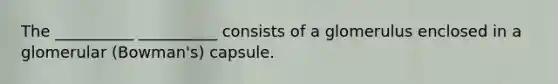 The __________ __________ consists of a glomerulus enclosed in a glomerular (Bowman's) capsule.