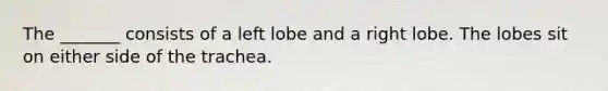 The _______ consists of a left lobe and a right lobe. The lobes sit on either side of the trachea.