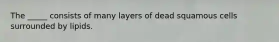 The _____ consists of many layers of dead squamous cells surrounded by lipids.