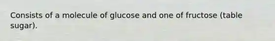 Consists of a molecule of glucose and one of fructose (table sugar).