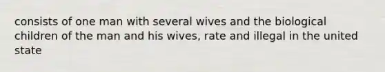 consists of one man with several wives and the biological children of the man and his wives, rate and illegal in the united state