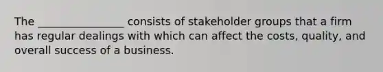 The ________________ consists of stakeholder groups that a firm has regular dealings with which can affect the costs, quality, and overall success of a business.