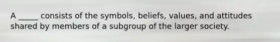 A _____ consists of the symbols, beliefs, values, and attitudes shared by members of a subgroup of the larger society.