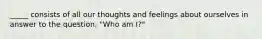 _____ consists of all our thoughts and feelings about ourselves in answer to the question, "Who am I?"