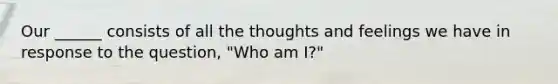 Our ______ consists of all the thoughts and feelings we have in response to the question, "Who am I?"