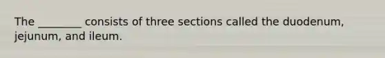 The ________ consists of three sections called the duodenum, jejunum, and ileum.