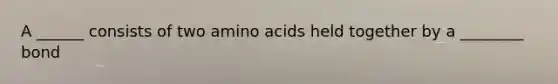 A ______ consists of two amino acids held together by a ________ bond